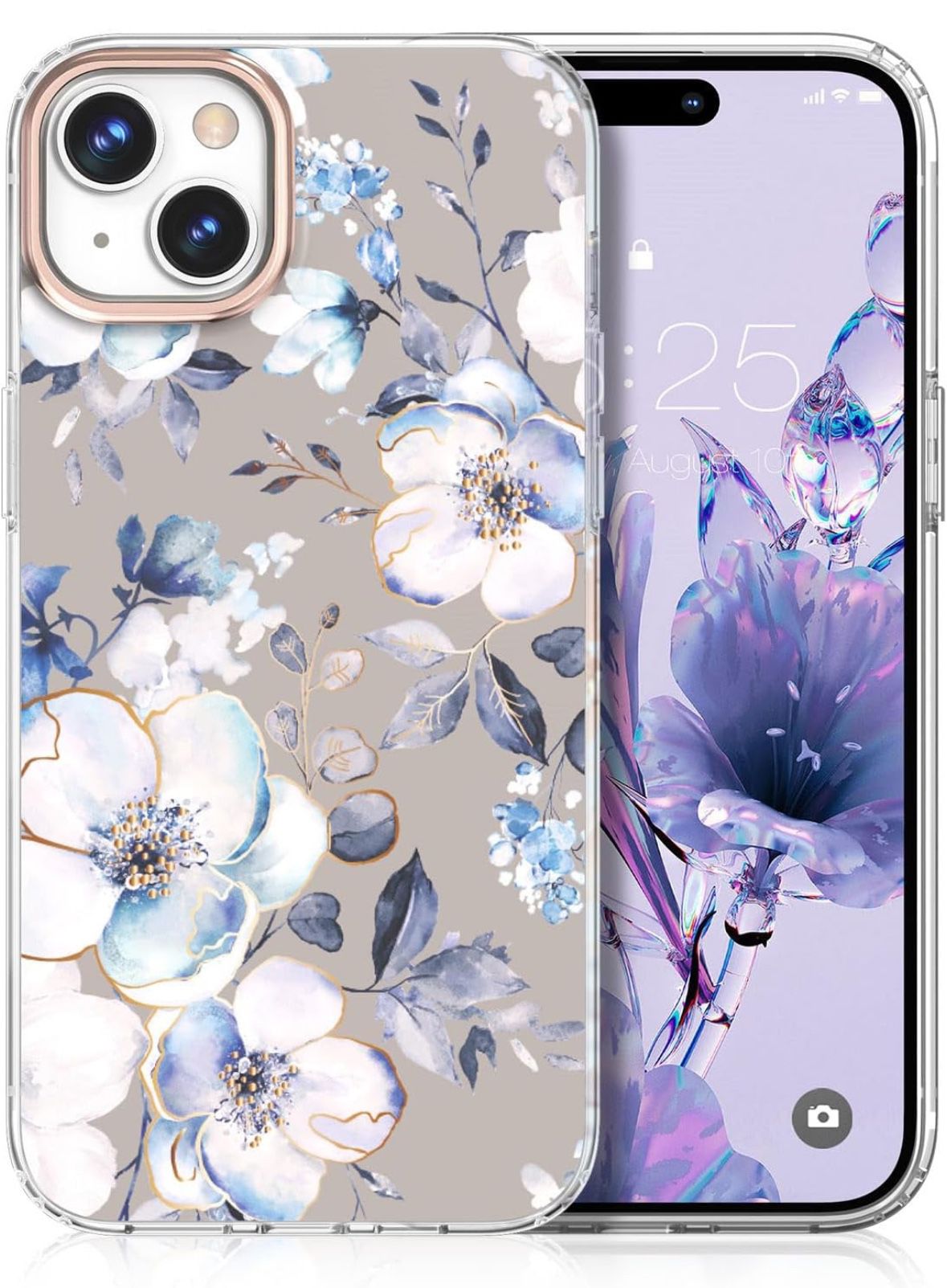 zelaxy Compatible with iPhone 15 Plus Flower Case, Soft & Flexible TPU Shockproof Cover Flower Garden Patterns Full Body Protective Floral Phone Case 