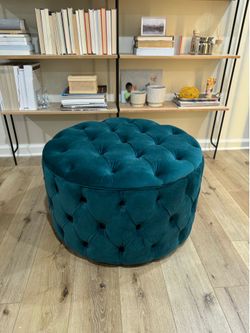 MOVING SALE PICK UP ASAP! Teal green ottoman velvet chair decor accent footstool