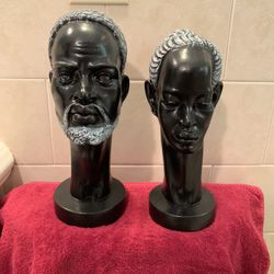 African Man And Women Busts