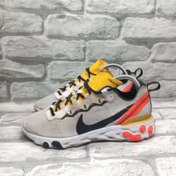 Nike React Element 55 Mens Size 8 Gray Black Yellow Red Running Shoes Sneakers