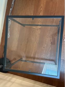 Glass Coffee Table + Side Table Set – Black Metal Frame