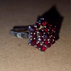 Antique Bohemian Garnet 900 Silver Ring Size 8