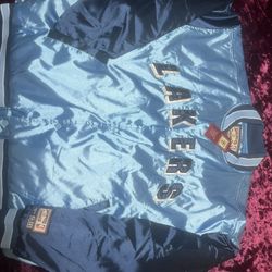 Authentic Vintage Hardwood Classics  Blue Throwback Lakers Jacket
