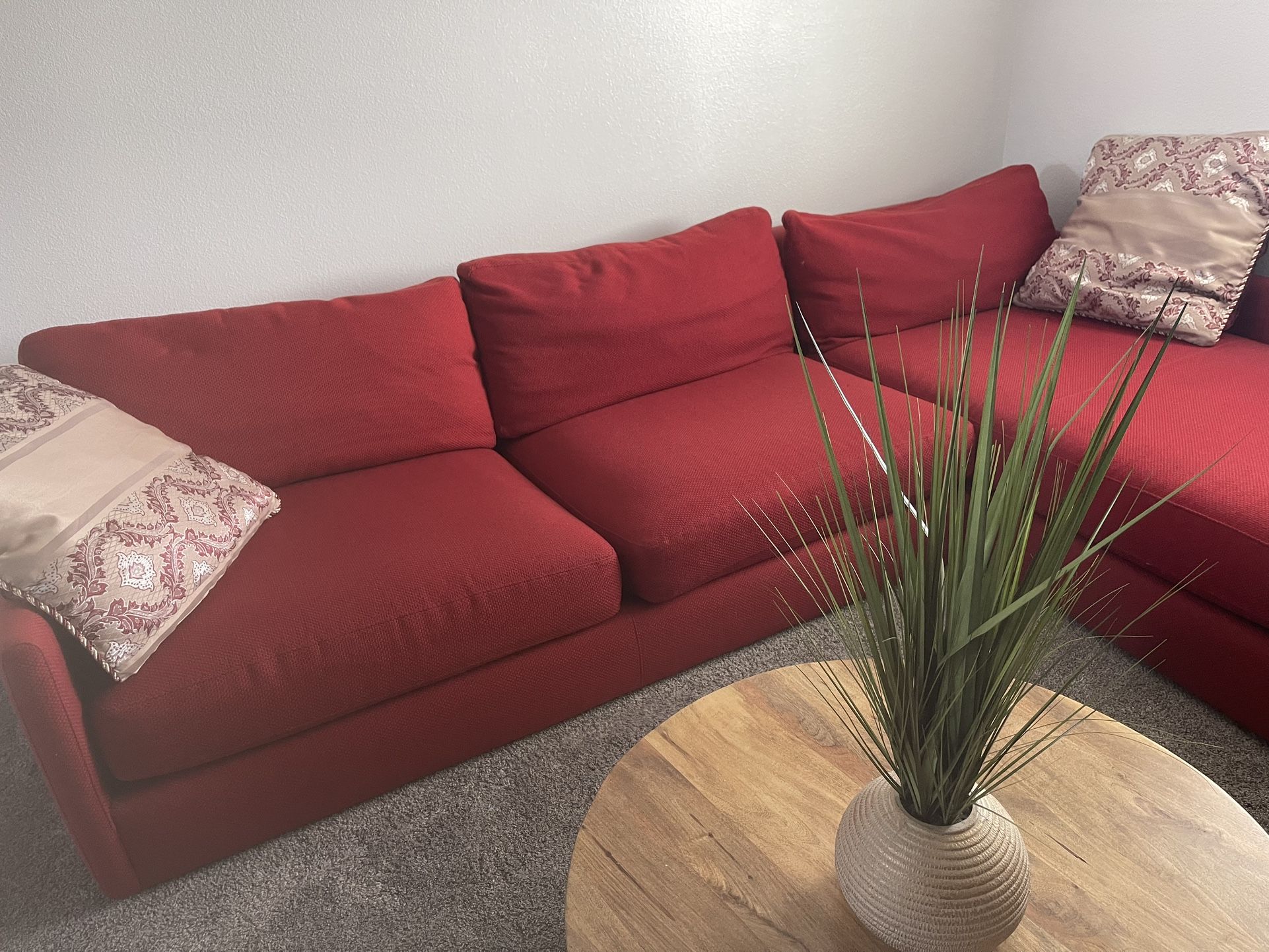 Crate & Barrel Dark Red Couch