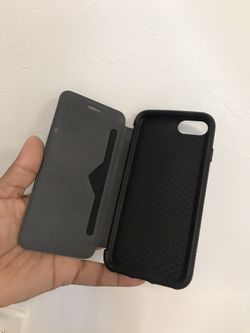 New IPhone 7 Black leather case with pocket for cards ID