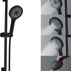 5-inch Hand Shower with 27.4-inch Slide Bar, 4-Function Adjustable Shower Head with Wall Mount, Built-In Power Wash for Tubs, Tile, and Pets