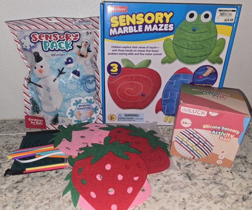 Sensory Kit: Lakeshore Sensory Kit/1 Ball/1 Activity Boards/6 Felt Strawberries TK, Kinder 1st 2nd +