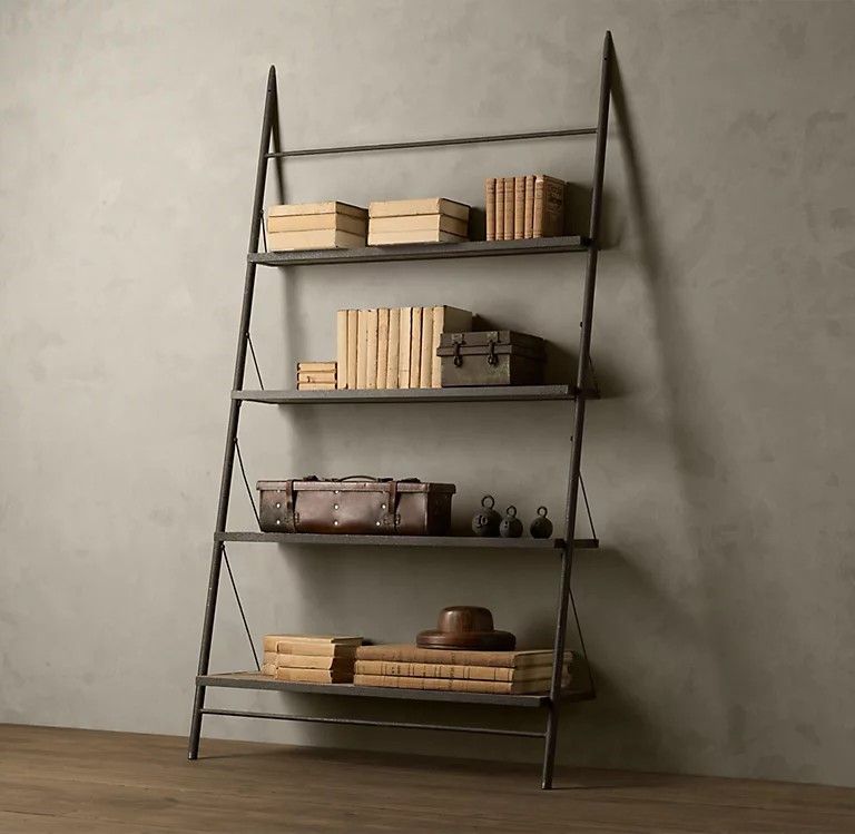 Restoration Hardware - Reclaimed Elm wood & Iron Leaning Shelf