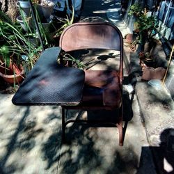 Metal Foldable Chair With Arm Rest And Table