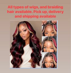 All types of wigs and braiding hair, prices from $50, $100 and up based on type and length