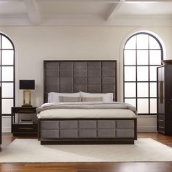 4 Piece Bedroom Set Include Queen Bed, Dresser, Mirror, 1 Nightstand…Optional Chest and sizes can be added