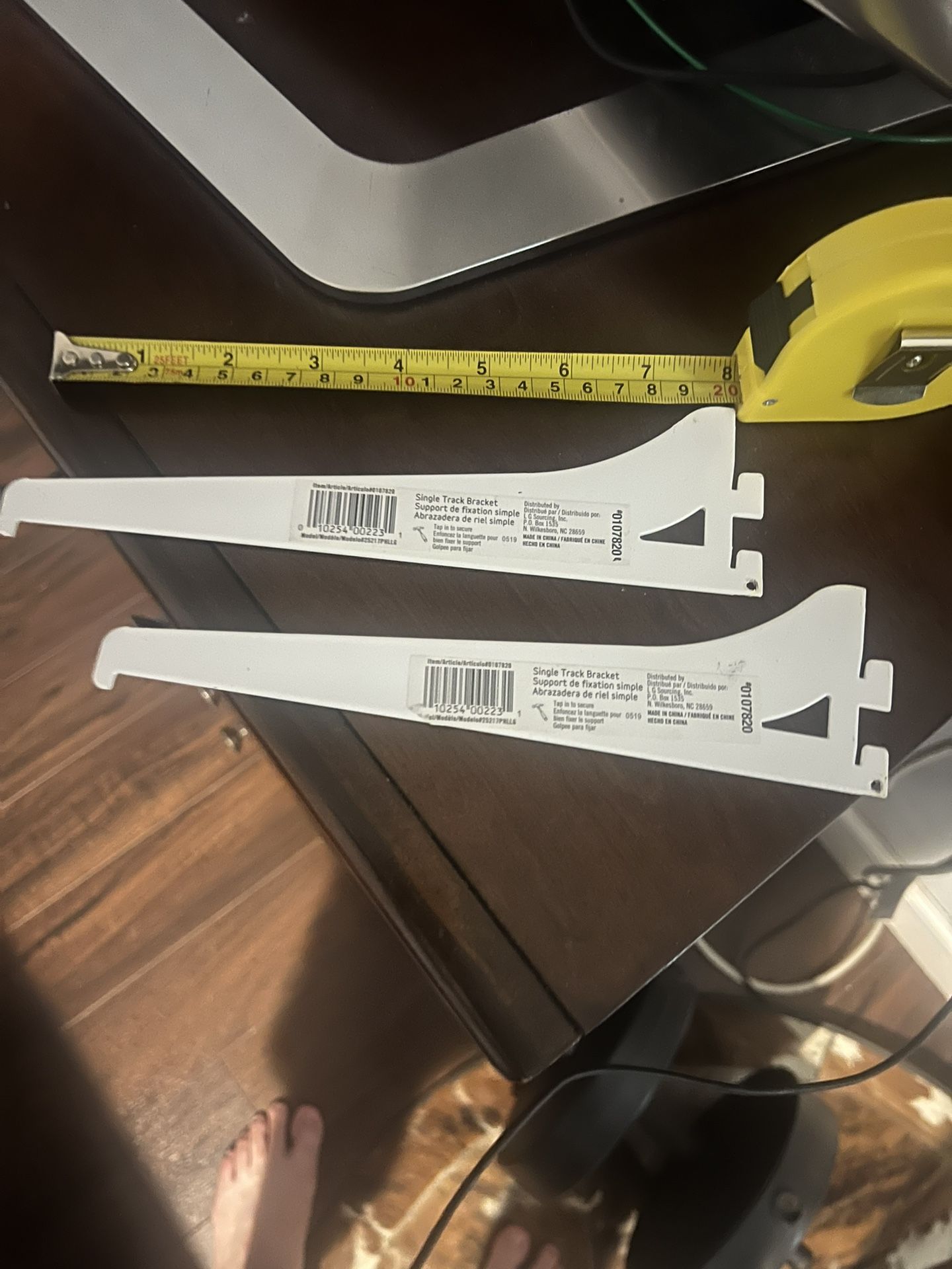 2 Single Track 8 Inch Metal Shelf Holders ( Shelf Brackets )