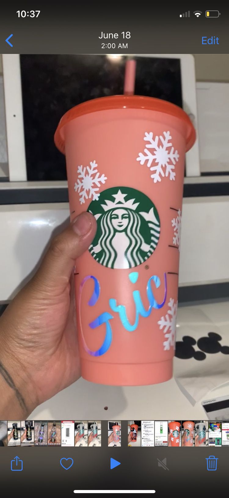 Custom Starbucks cups 20$ with name included