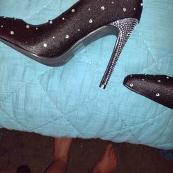 Size 6 1/2 Rhinestone Legging With Stiletto Heels Pink Or Black