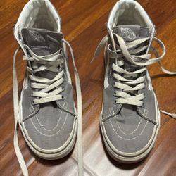 Gray And White Hi Vans