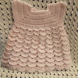 Soft Pink Crotchet Baby Dress