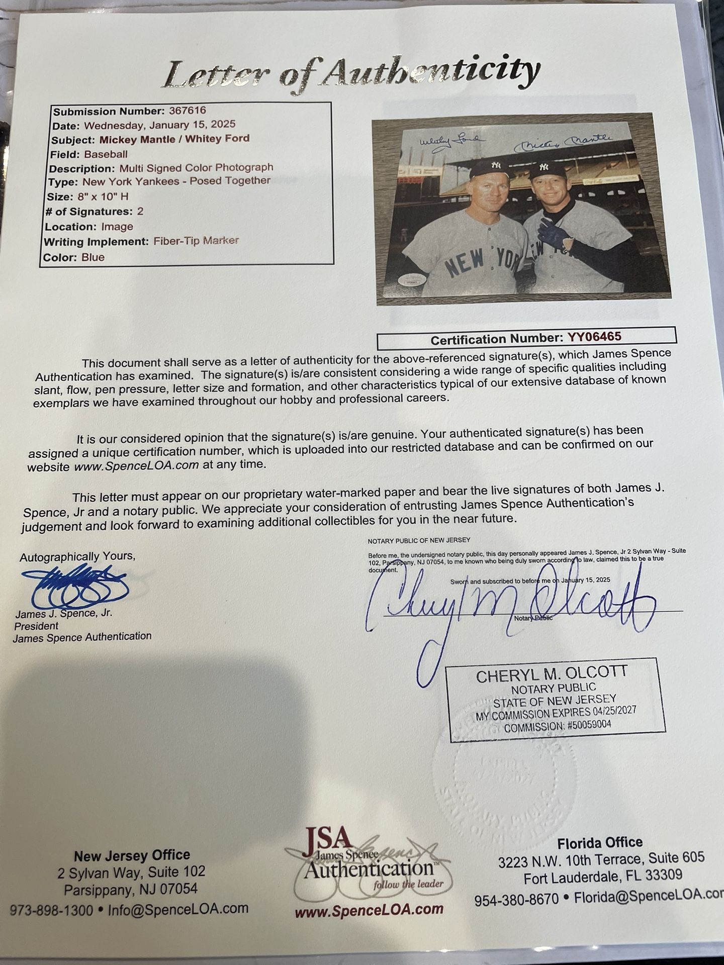 JSA Authenticated Vintage Baseball Autographed Photos. for Sale in Rcho ...