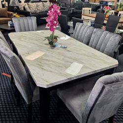 7PC Marble top Dining table set