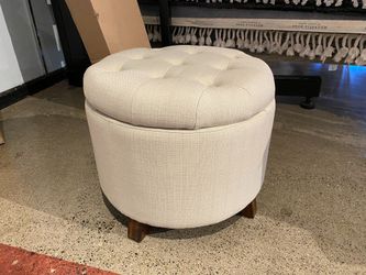 Round Button Tufted Storage Ottoman