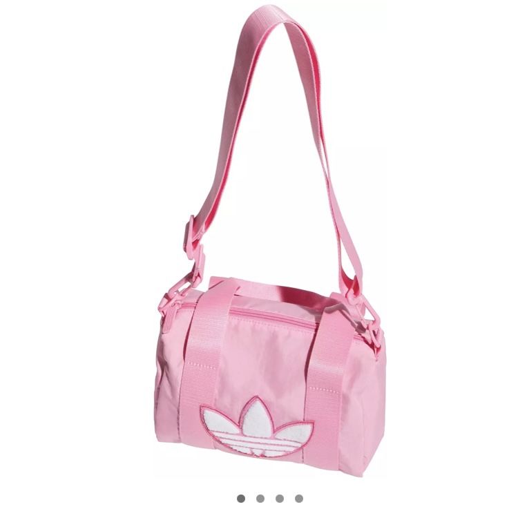 New Adidas Baby Pink Trefoil Chenille Mini Duffle Bag