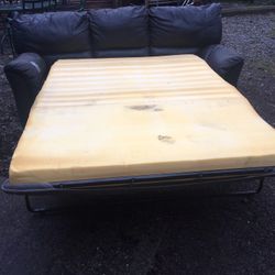 Blue Leather Hideabed