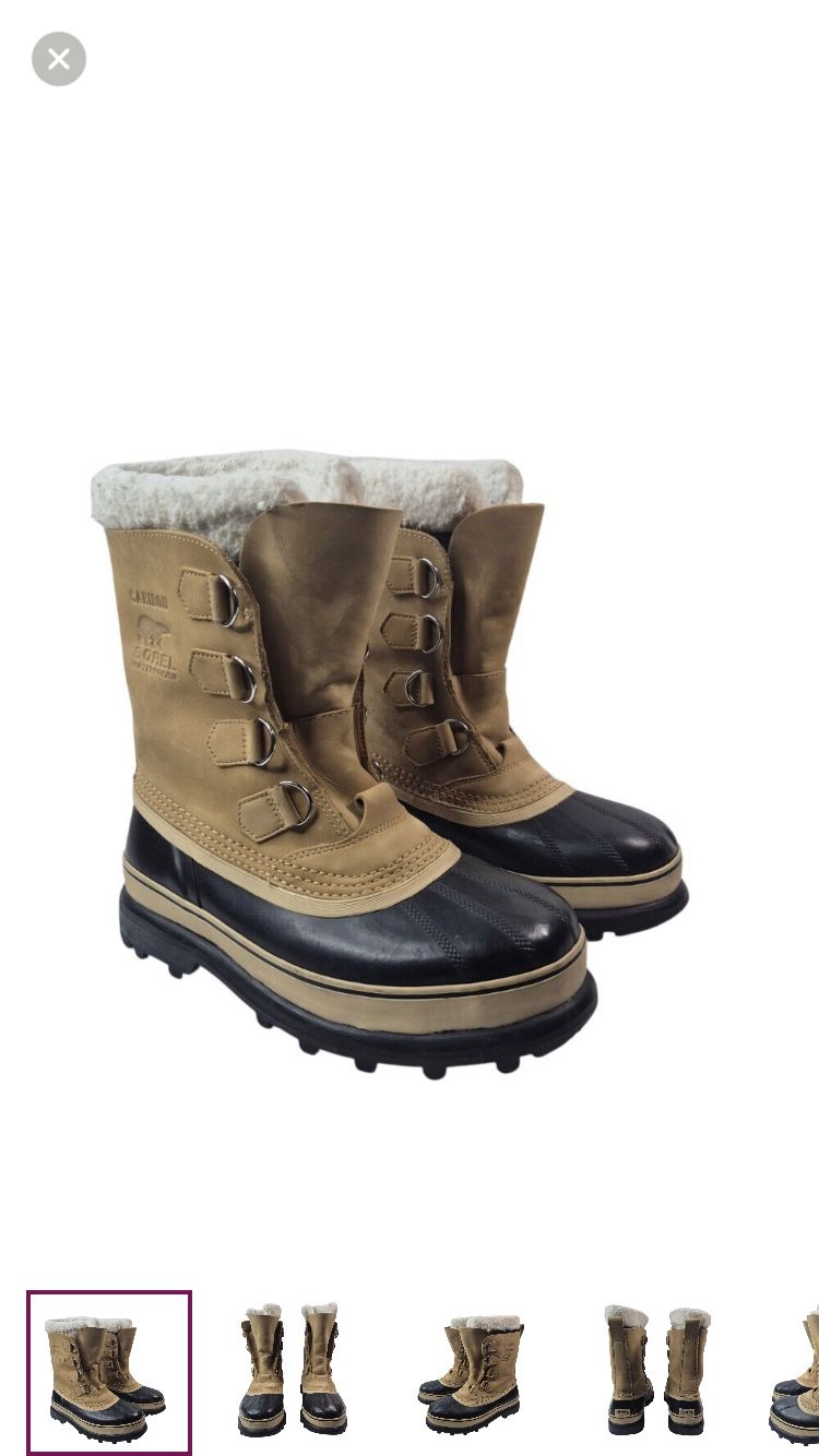 Sorel Mens Caribou Boots Size 8 Leather Insulated Waterproof Snow Winter Outdoor