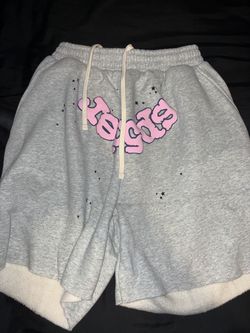 (BEST OFFER)New grey sp5der shorts w/ Pink lettering w bag