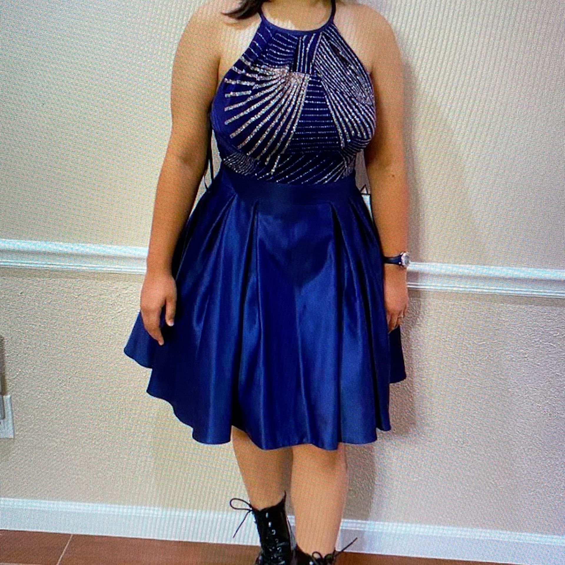 Betsy & Adam Prom Dress w/Pockets Blue Size 14