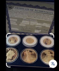 6 pc gold coins 150.00 first one to reply and wants to meet or I can drop off