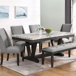 Brand New White Grey Marble Top 6pc  Set 