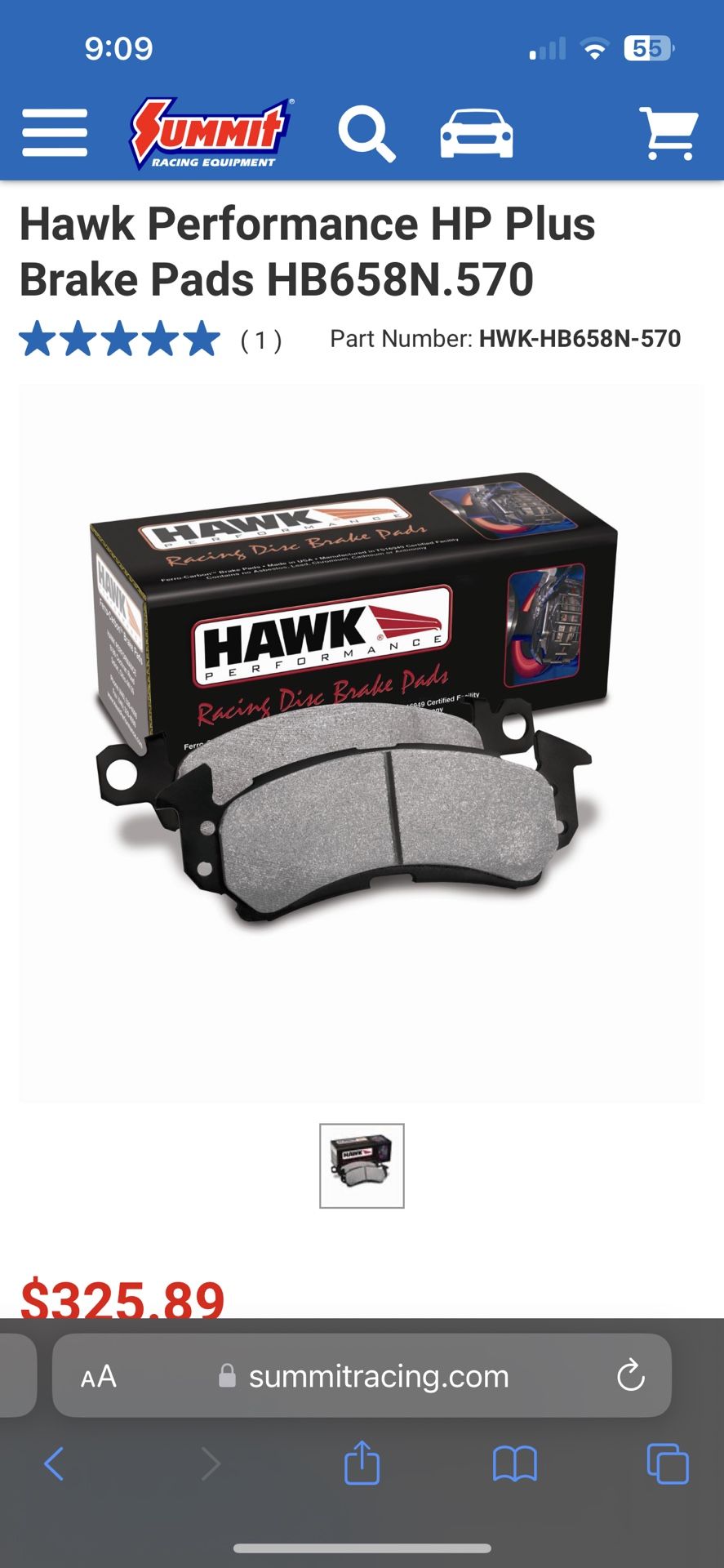 Hawk Performance Front Corvette Brake Pads HB658N.570