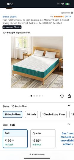 Full 10” Inch Mattress