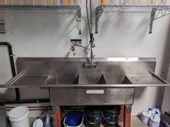 Commercial 3-Compartment Stainless Steel Sink with Pre-Rinse Faucet