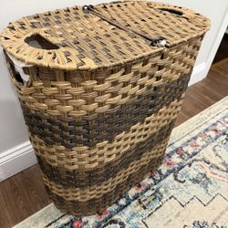 Double Wicker Laundry Basket