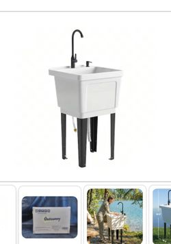 NEW Outsunny 23 Gallon Utility Sink Laundry Tub For Washing Room