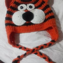 Hand Crocheted Tiger Hat