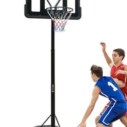 Portable Basketball Hoop Height Adjustable Basketball Hoop Stand 6.6ft - 10ft with 44 Inch Backboard and Wheels for Adults Teens Outdoor Indoor