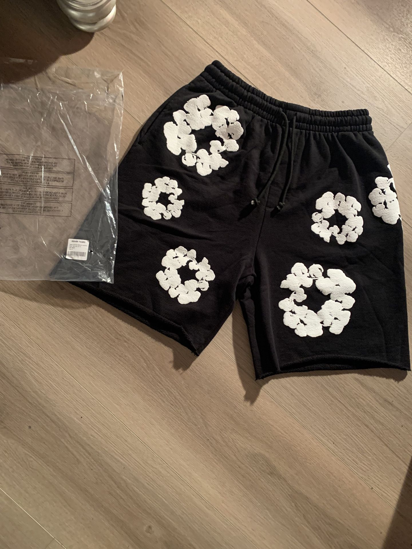 Black Denim Tear Shorts
