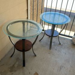 2 End Tables Glass Tops