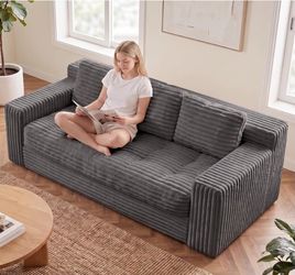 Brand New Gray Corduroy 3 seater Sofa