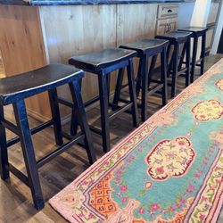 Solid Wood Counter Height Bar Stools – Set of 5 (24”)
