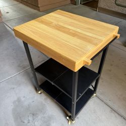 Rolling Kitchen Cart / Utility Table – Solid Wood Top