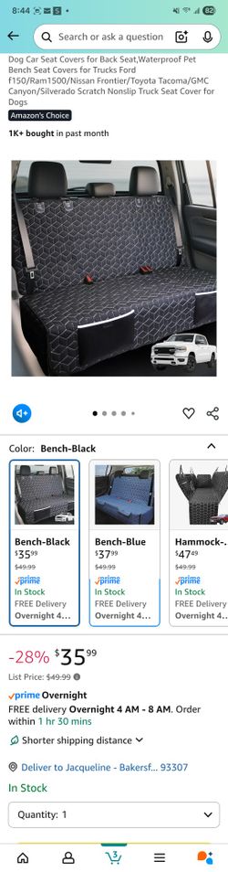 Dog Car Seat Covers for Back Seat,Waterproof Pet Bench Seat Covers for Trucks Forc
150/Ram1500/Nissan Frontier/Toyota Tacoma/GMC Canyon/Silverado Scra