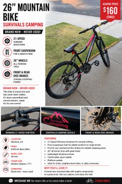 Survivals camping 21in mountain bike