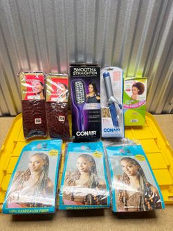 Conair Kanekalon Hair Lot Braiding Packs Brush Curling Iron