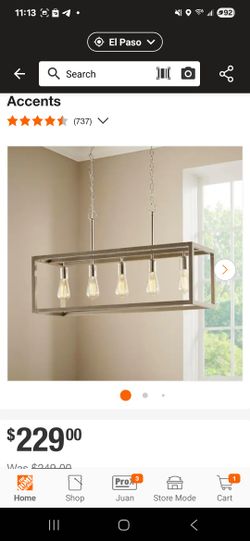 Brand New 5 Light Brush Nickel Chandalier
