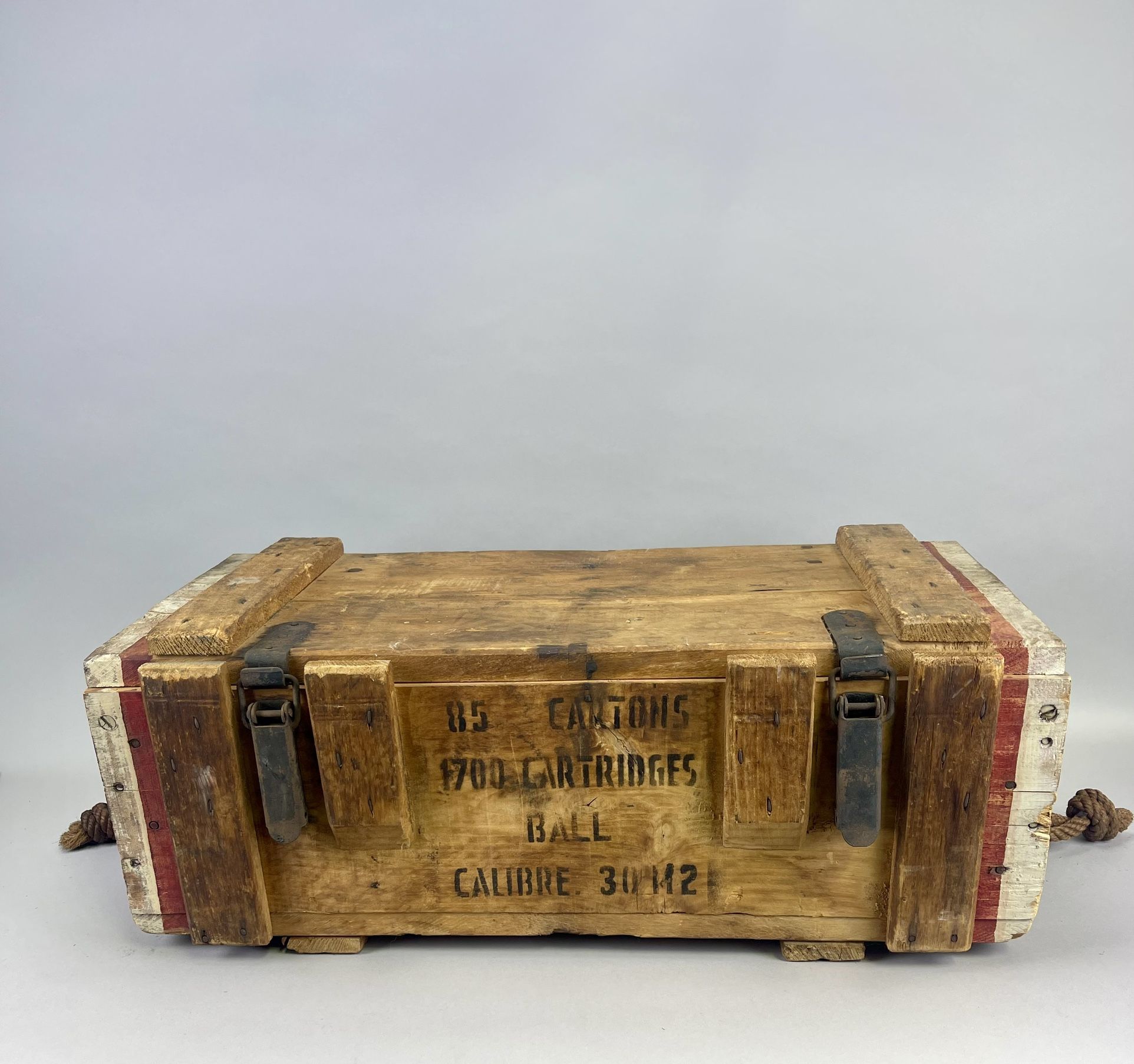 Vintage Wood Ammo Crate Large Rope Handles