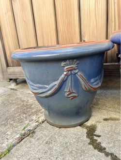Blue ceramic glazed pot