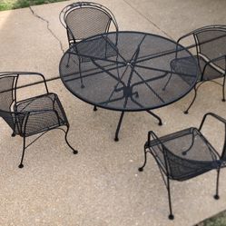 Patio Set Woodard Briarwood Wrought Iron 4 Seat Dining Set-54in Table 