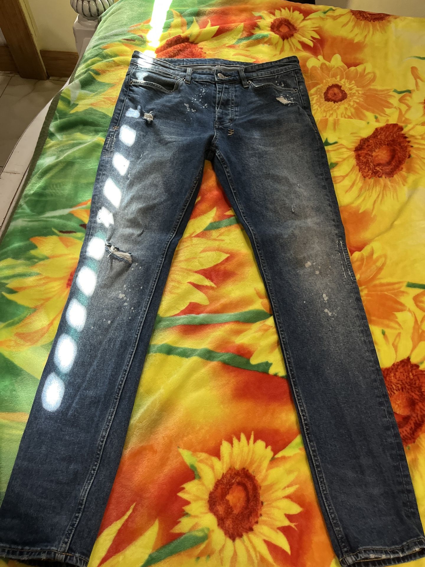 Ksubis Jeans White Paint Splatter Size 33